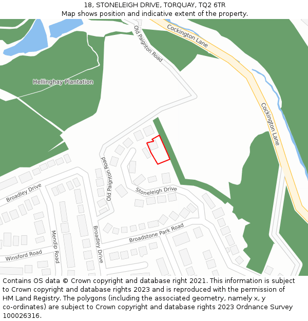 18, STONELEIGH DRIVE, TORQUAY, TQ2 6TR: Location map and indicative extent of plot