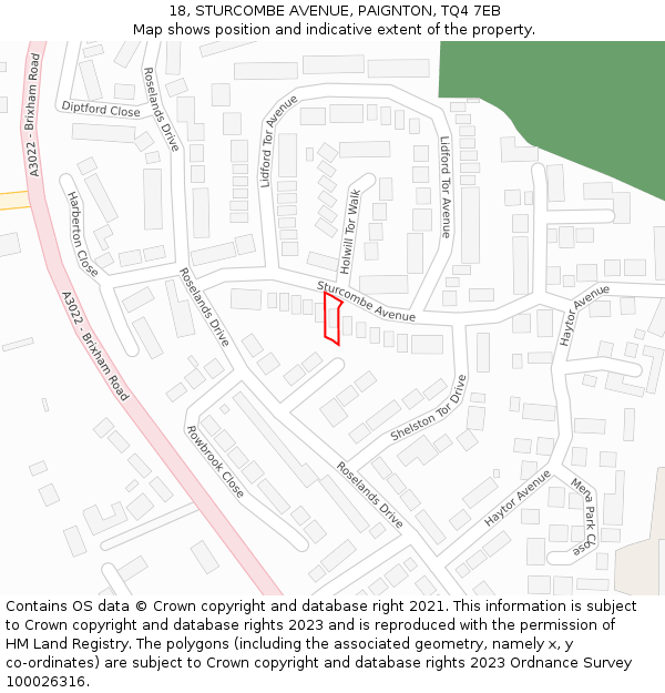 18, STURCOMBE AVENUE, PAIGNTON, TQ4 7EB: Location map and indicative extent of plot