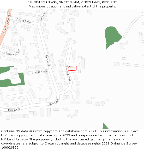 18, STYLEMAN WAY, SNETTISHAM, KING'S LYNN, PE31 7NT: Location map and indicative extent of plot