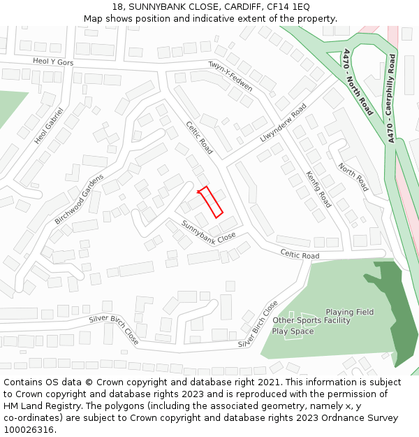 18, SUNNYBANK CLOSE, CARDIFF, CF14 1EQ: Location map and indicative extent of plot