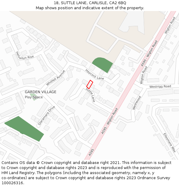 18, SUTTLE LANE, CARLISLE, CA2 6BQ: Location map and indicative extent of plot