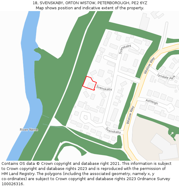 18, SVENSKABY, ORTON WISTOW, PETERBOROUGH, PE2 6YZ: Location map and indicative extent of plot