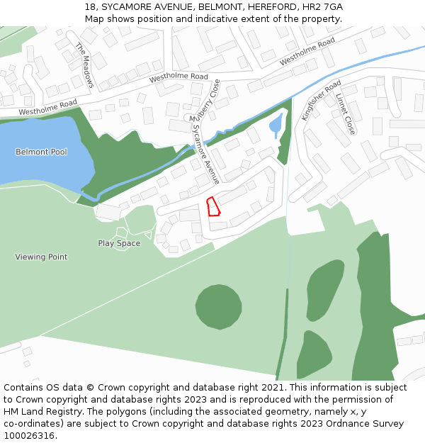 18, SYCAMORE AVENUE, BELMONT, HEREFORD, HR2 7GA: Location map and indicative extent of plot