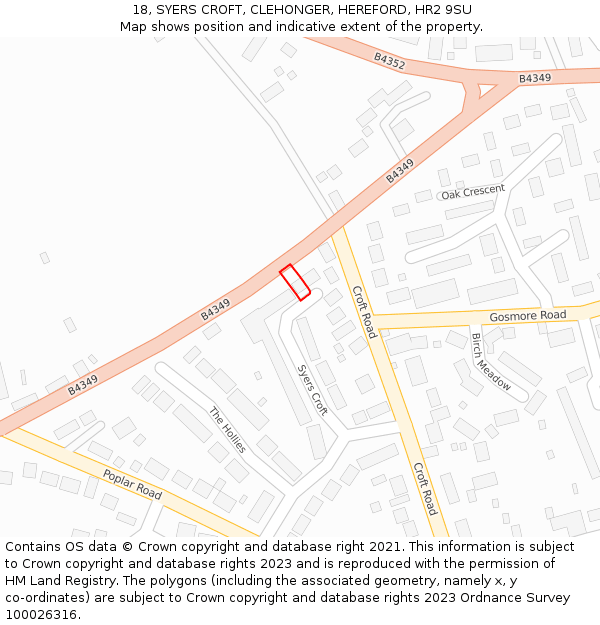 18, SYERS CROFT, CLEHONGER, HEREFORD, HR2 9SU: Location map and indicative extent of plot