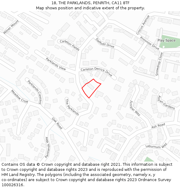 18, THE PARKLANDS, PENRITH, CA11 8TF: Location map and indicative extent of plot