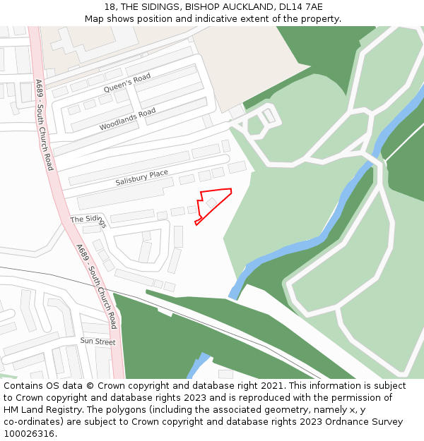18, THE SIDINGS, BISHOP AUCKLAND, DL14 7AE: Location map and indicative extent of plot