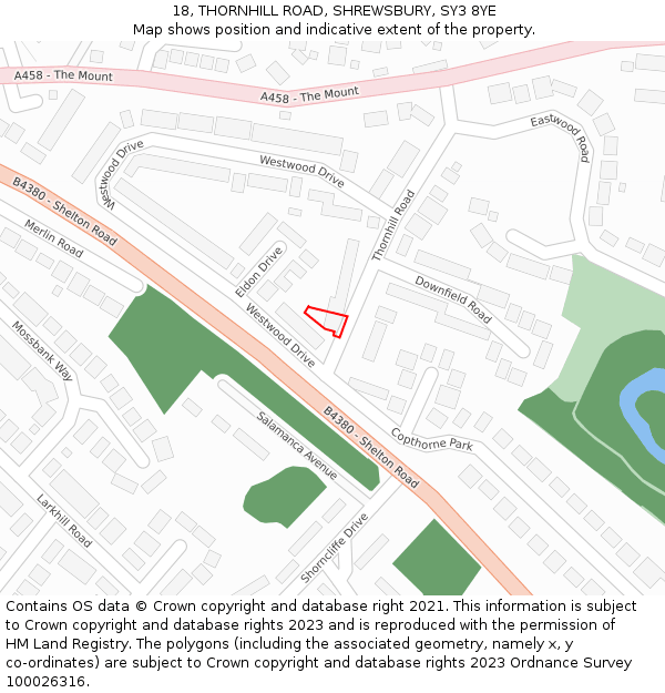 18, THORNHILL ROAD, SHREWSBURY, SY3 8YE: Location map and indicative extent of plot