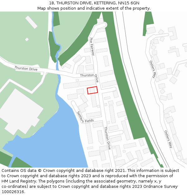 18, THURSTON DRIVE, KETTERING, NN15 6GN: Location map and indicative extent of plot