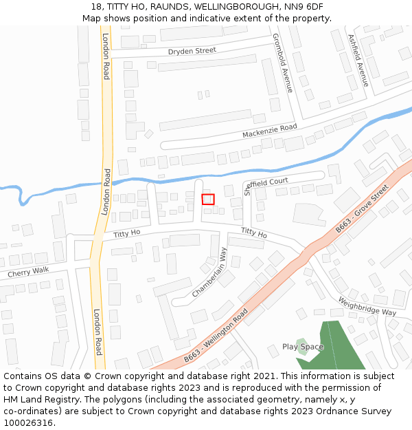 18, TITTY HO, RAUNDS, WELLINGBOROUGH, NN9 6DF: Location map and indicative extent of plot