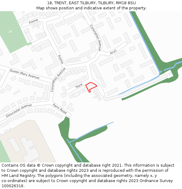 18, TRENT, EAST TILBURY, TILBURY, RM18 8SU: Location map and indicative extent of plot