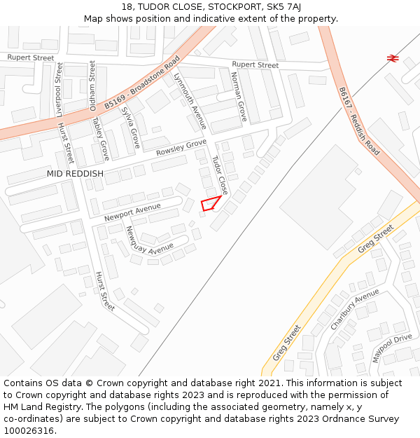 18, TUDOR CLOSE, STOCKPORT, SK5 7AJ: Location map and indicative extent of plot