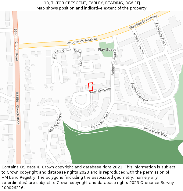 18, TUTOR CRESCENT, EARLEY, READING, RG6 1FJ: Location map and indicative extent of plot