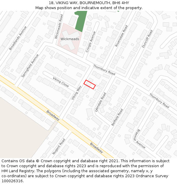 18, VIKING WAY, BOURNEMOUTH, BH6 4HY: Location map and indicative extent of plot