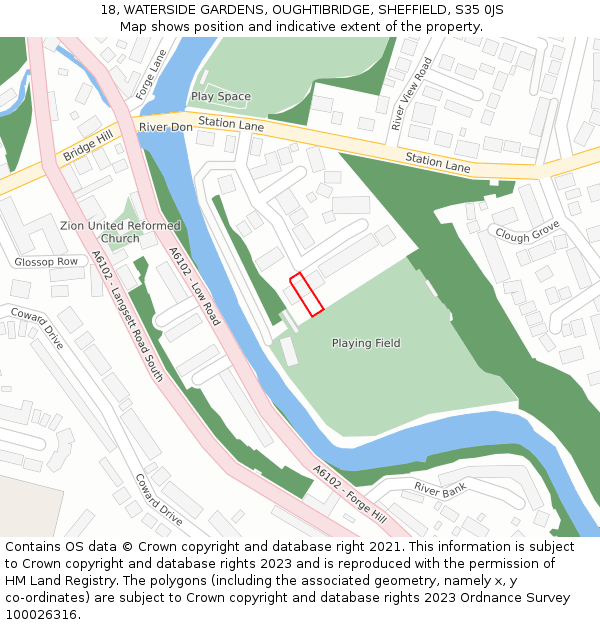 18, WATERSIDE GARDENS, OUGHTIBRIDGE, SHEFFIELD, S35 0JS: Location map and indicative extent of plot
