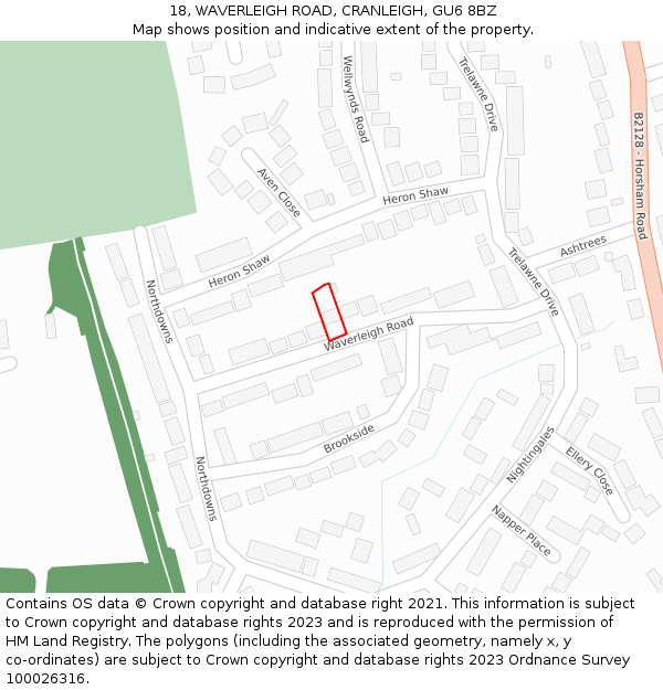 18, WAVERLEIGH ROAD, CRANLEIGH, GU6 8BZ: Location map and indicative extent of plot