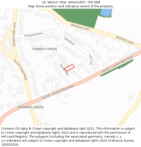 18, WEALD VIEW, WADHURST, TN5 6EB: Location map and indicative extent of plot