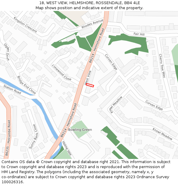 18, WEST VIEW, HELMSHORE, ROSSENDALE, BB4 4LE: Location map and indicative extent of plot