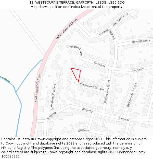 18, WESTBOURNE TERRACE, GARFORTH, LEEDS, LS25 1DG: Location map and indicative extent of plot