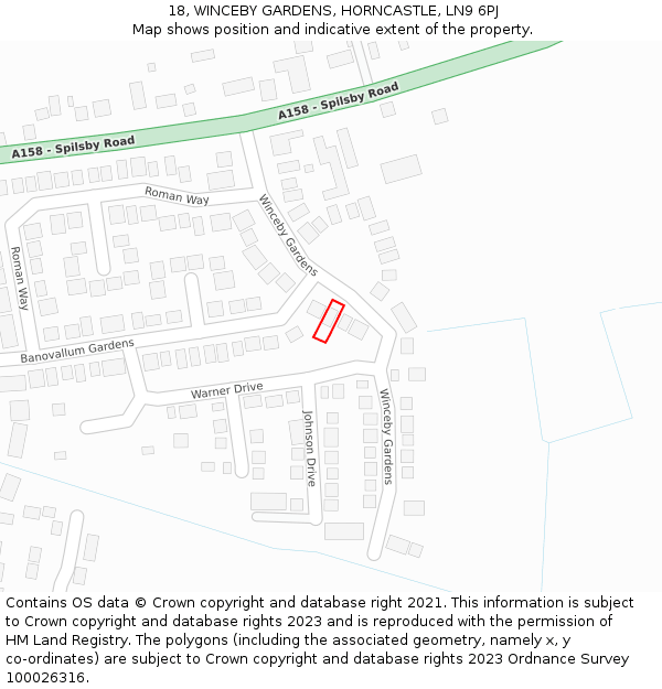18, WINCEBY GARDENS, HORNCASTLE, LN9 6PJ: Location map and indicative extent of plot