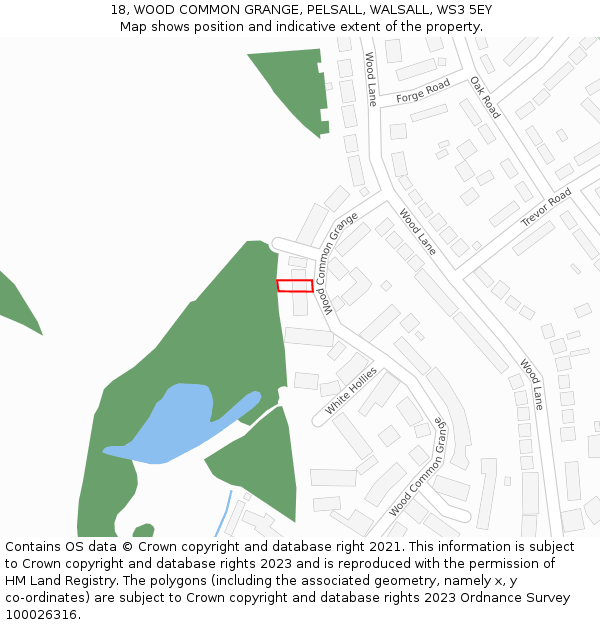 18, WOOD COMMON GRANGE, PELSALL, WALSALL, WS3 5EY: Location map and indicative extent of plot