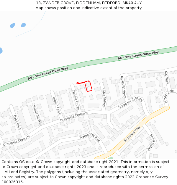 18, ZANDER GROVE, BIDDENHAM, BEDFORD, MK40 4UY: Location map and indicative extent of plot