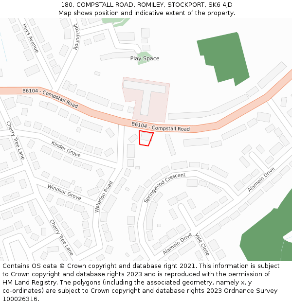 180, COMPSTALL ROAD, ROMILEY, STOCKPORT, SK6 4JD: Location map and indicative extent of plot