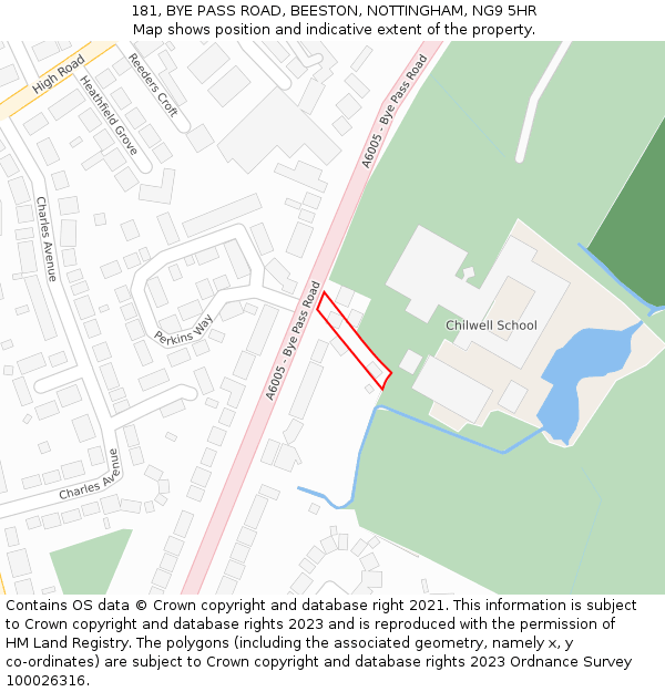 181, BYE PASS ROAD, BEESTON, NOTTINGHAM, NG9 5HR: Location map and indicative extent of plot