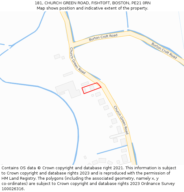 181, CHURCH GREEN ROAD, FISHTOFT, BOSTON, PE21 0RN: Location map and indicative extent of plot