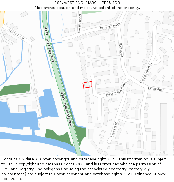 181, WEST END, MARCH, PE15 8DB: Location map and indicative extent of plot