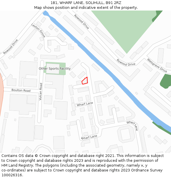 181, WHARF LANE, SOLIHULL, B91 2RZ: Location map and indicative extent of plot