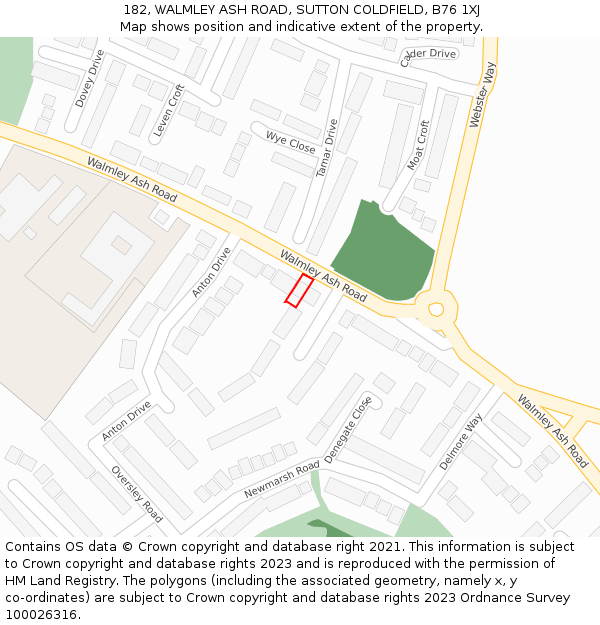 182, WALMLEY ASH ROAD, SUTTON COLDFIELD, B76 1XJ: Location map and indicative extent of plot