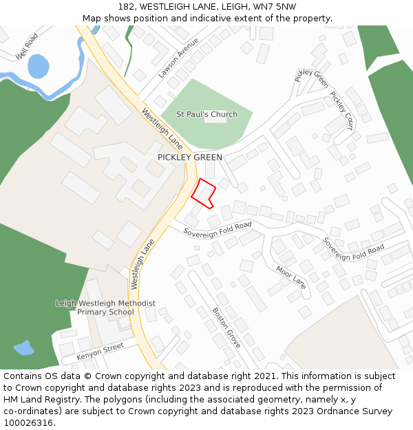 182, WESTLEIGH LANE, LEIGH, WN7 5NW: Location map and indicative extent of plot