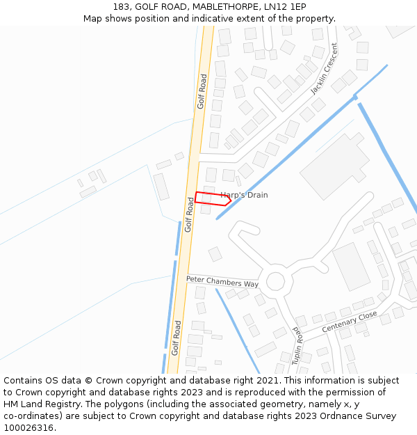 183, GOLF ROAD, MABLETHORPE, LN12 1EP: Location map and indicative extent of plot
