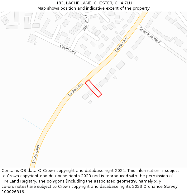 183, LACHE LANE, CHESTER, CH4 7LU: Location map and indicative extent of plot