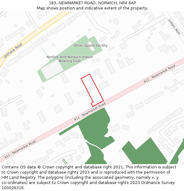 183, NEWMARKET ROAD, NORWICH, NR4 6AP: Location map and indicative extent of plot