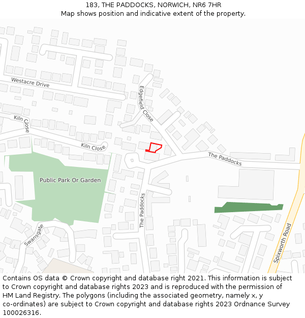 183, THE PADDOCKS, NORWICH, NR6 7HR: Location map and indicative extent of plot