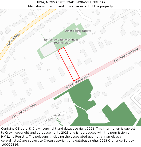 183A, NEWMARKET ROAD, NORWICH, NR4 6AP: Location map and indicative extent of plot