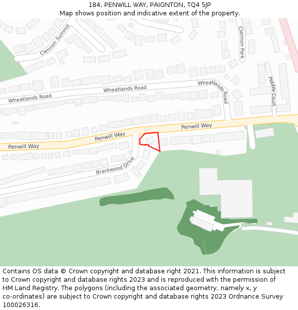 184, PENWILL WAY, PAIGNTON, TQ4 5JP: Location map and indicative extent of plot