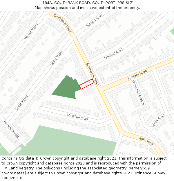 184A, SOUTHBANK ROAD, SOUTHPORT, PR8 6LZ: Location map and indicative extent of plot