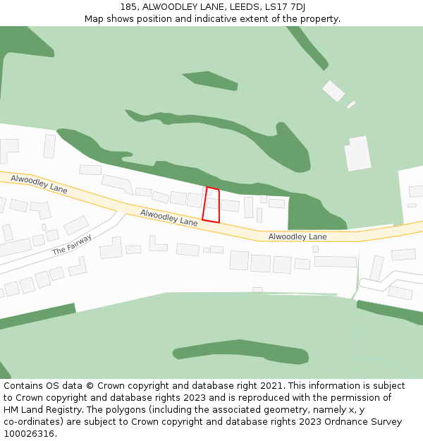 185, ALWOODLEY LANE, LEEDS, LS17 7DJ: Location map and indicative extent of plot