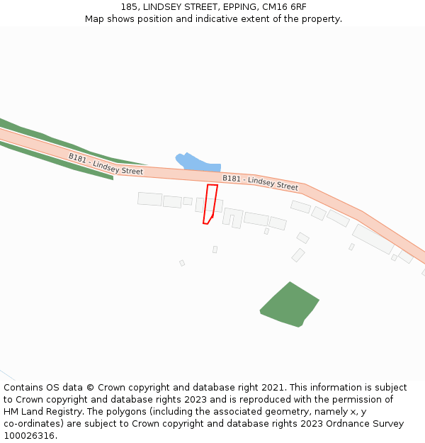 185, LINDSEY STREET, EPPING, CM16 6RF: Location map and indicative extent of plot