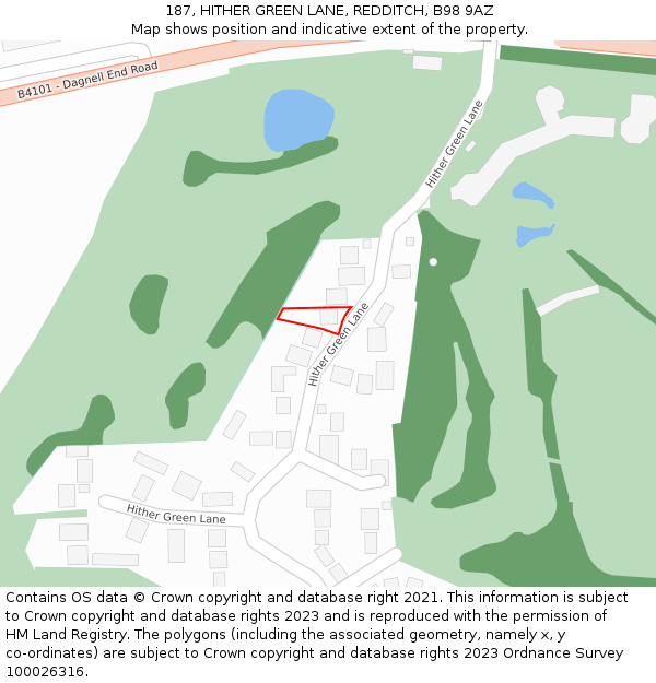 187, HITHER GREEN LANE, REDDITCH, B98 9AZ: Location map and indicative extent of plot
