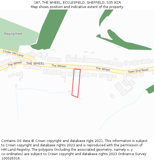187, THE WHEEL, ECCLESFIELD, SHEFFIELD, S35 9ZA: Location map and indicative extent of plot
