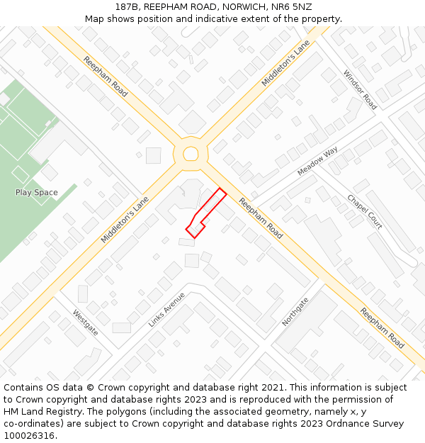 187B, REEPHAM ROAD, NORWICH, NR6 5NZ: Location map and indicative extent of plot