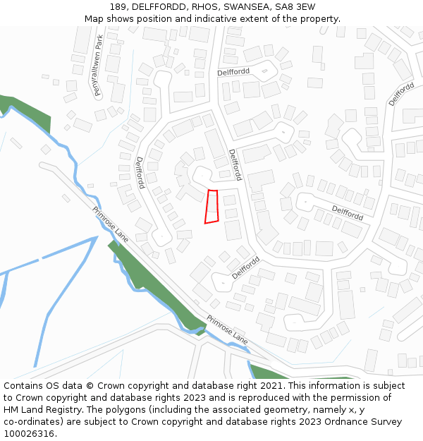 189, DELFFORDD, RHOS, SWANSEA, SA8 3EW: Location map and indicative extent of plot