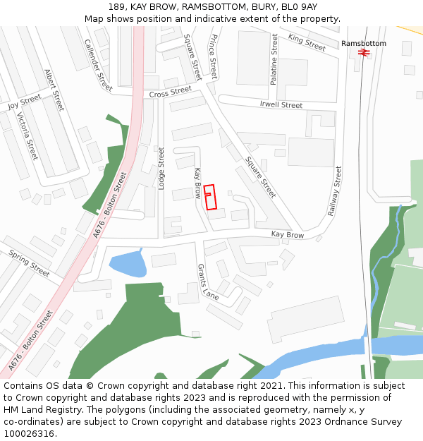 189, KAY BROW, RAMSBOTTOM, BURY, BL0 9AY: Location map and indicative extent of plot