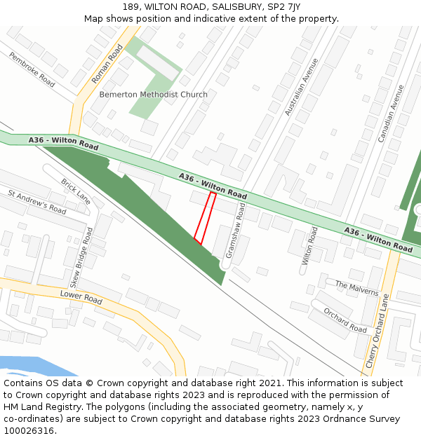 189, WILTON ROAD, SALISBURY, SP2 7JY: Location map and indicative extent of plot