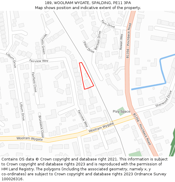 189, WOOLRAM WYGATE, SPALDING, PE11 3PA: Location map and indicative extent of plot