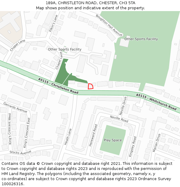 189A, CHRISTLETON ROAD, CHESTER, CH3 5TA: Location map and indicative extent of plot