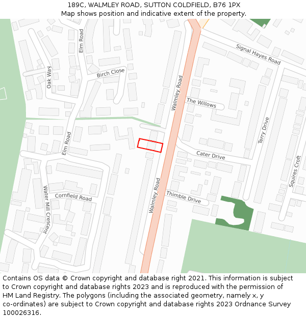 189C, WALMLEY ROAD, SUTTON COLDFIELD, B76 1PX: Location map and indicative extent of plot